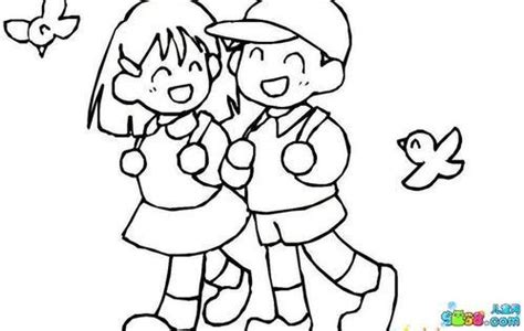 两个小孩拜年简笔画