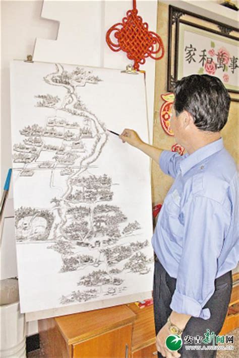 市民陈长乐用铅笔绘下40年前社区全景图-安吉新闻网