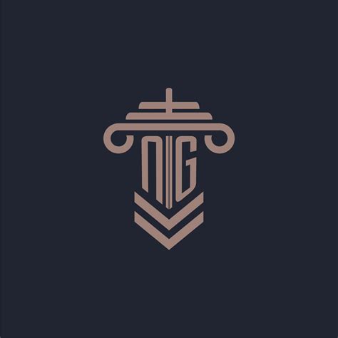 NG initial monogram logo with pillar design for law firm vector image ...