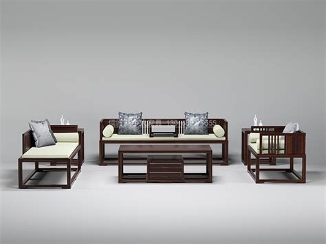 新中式客厅沙发组合 新中式高端沙发定制 新中式禅意实木客厅 ...