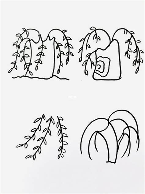 30种常见植物简笔画柳树 30种常见植物简笔画柳树图片 | 抖兔教育