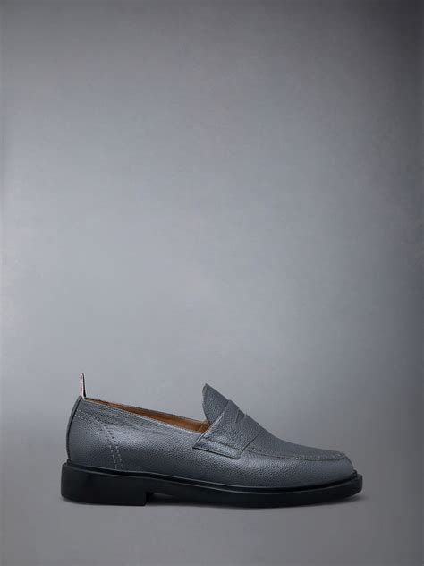 Pebble Grain Leather Rubber Sole Penny Loafer | Thom Browne