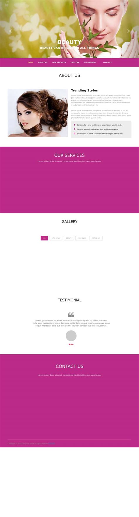 漂亮的美容美发行业网站模板，html模板下载-17素材网