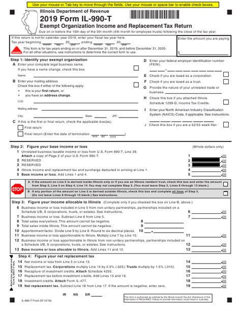 Form IL-990-T - 2019 - Fill Out, Sign Online and Download Fillable PDF ...
