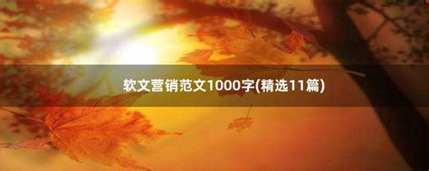 软文营销范文1000字(精选11篇)_源叶素材网