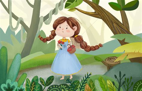 森林迷路的小女孩插画图片下载-正版图片400150843-摄图网