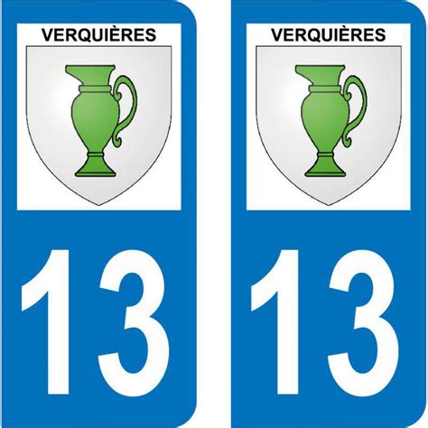 Sticker plaque immatriculation département Verquières 13670