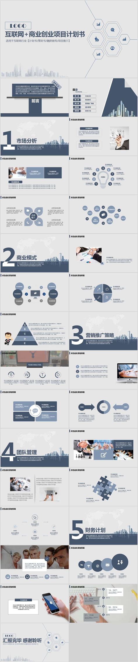 互联网商业创业项目计划书-PPT模板-图创网