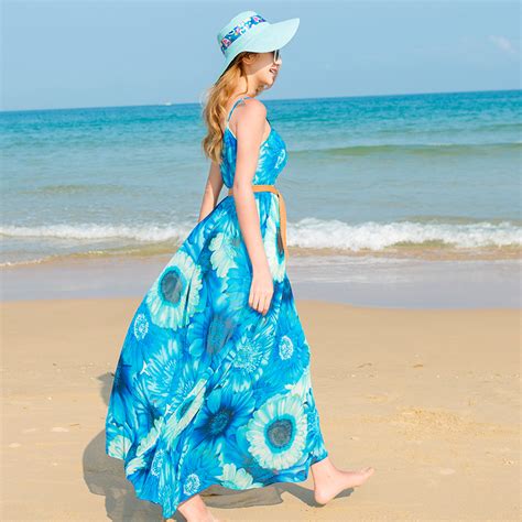 实拍性感露背波西米亚长裙沙滩裙海边度假连衣裙夏-阿里巴巴