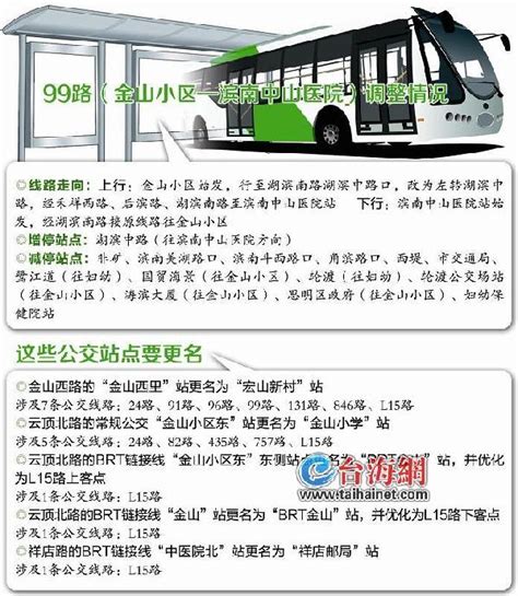 9月3日起厦门99路公交有调整 部分公交站点要改名 - 服务 - 东南网厦门频道