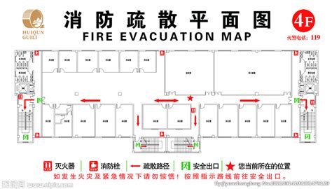 学校消防安全逃生疏散示意图,消防类展板,宣传展板模板,设计模板,汇图网www.huitu.com