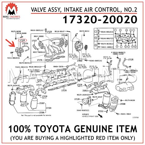 17320-20020 TOYOTA GENUINE VALVE ASSY, INTAKE AIR CONTROL, NO.2 ...