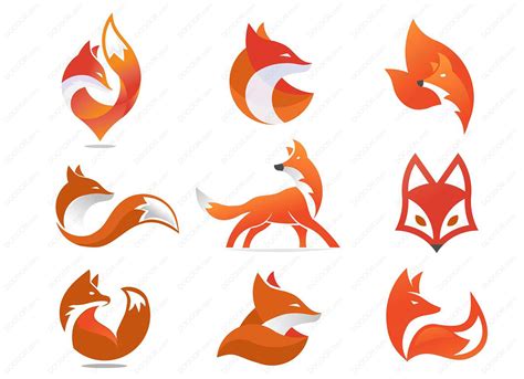 创意狐狸图标或徽标集矢量图标可编辑形态各异LOGO设计