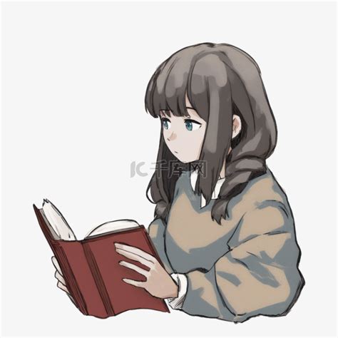 甜美女生看书头像动漫版
