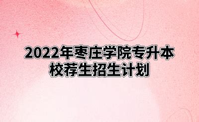 2022年枣庄学院专升本校荐生招生计划 - 山东专升本
