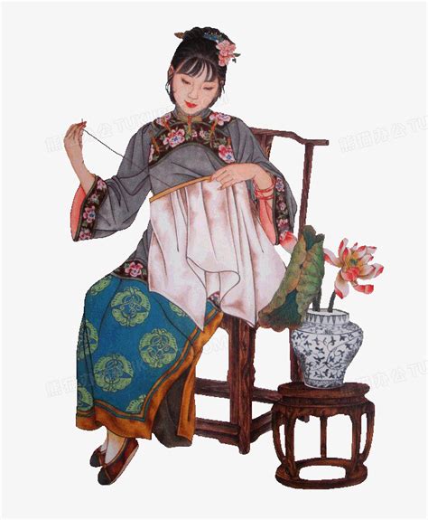 古代刺绣场景,传统文化,文化艺术,摄影素材,汇图网www.huitu.com