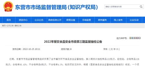 山东省东营市市场监管局公布2022年餐饮食品安全市级第三期监督抽检结果-中国质量新闻网