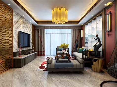 新中式家装，新中式客厅，新中式餐厅，客厅，餐厅_万邦高端设计-站酷ZCOOL