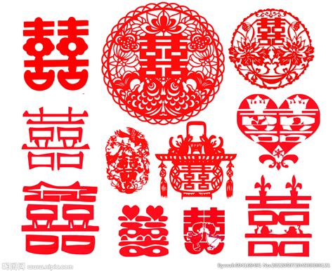 红色花纹喜字素材图片免费下载-千库网
