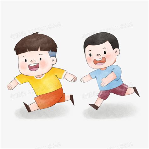 卡通小男孩童年追逐嬉戏之合集套图PNG图片素材下载_男孩PNG_熊猫办公