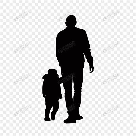 父亲与孩子背影剪影免扣人物元素素材下载-正版素材401733698-摄图网