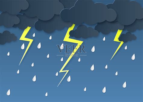 打雷闪电下雨天气元素素材下载-正版素材402036471-摄图网