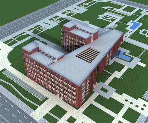 某大学教学楼建筑效果图PSD分层素材库
