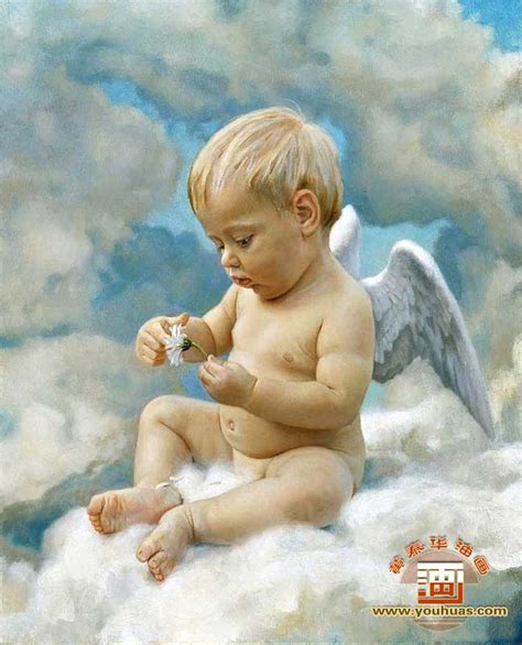 双手合十白色翅膀的天使油画图片免费下载_红动中国