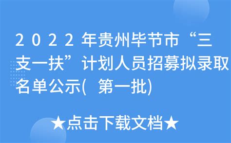 2022年毕节市“三支一扶”计划人员招募拟录取名单公示（第一批）