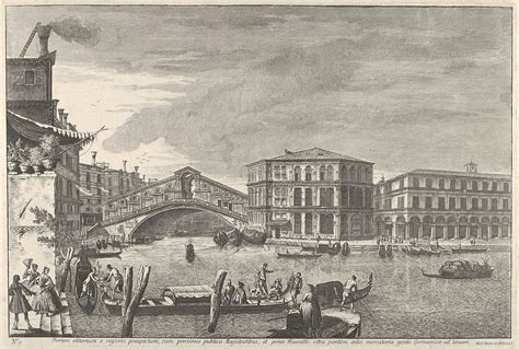 Michele Marieschi | Plate 9: the bridge and market of the Rialto ...
