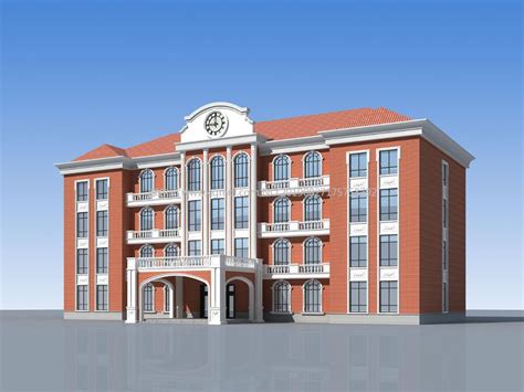 欧式学校综合楼教学楼建筑设计3dmax模型[原创]