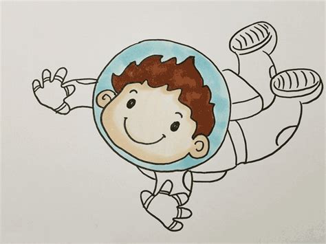 少儿关于宇航员在太空中场景简笔画图片 - 宇航员 - 儿童简笔画图片大全