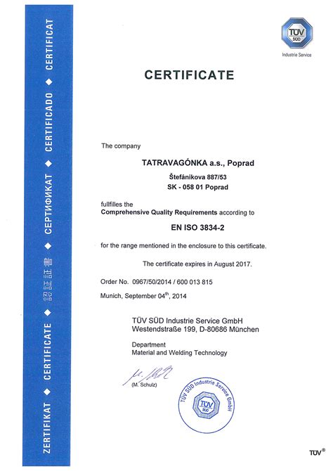 ISO 3834-2:2005 requisiti di qualità estesi