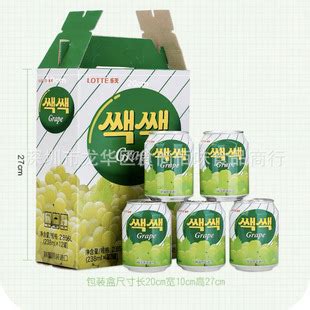 批发韩国进口LOTTE乐天水果汁饮品青葡萄提子汁饮料238ml12罐一组-阿里巴巴