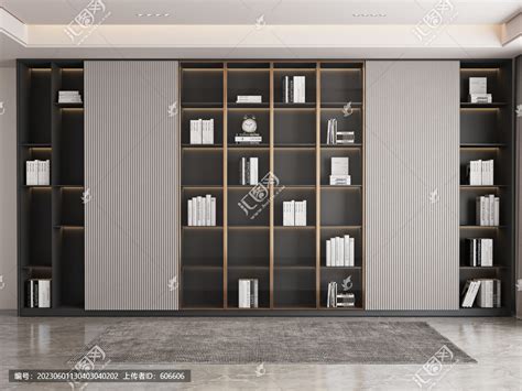 带梯子的北欧电视背景墙书架、书籍3d模型下载_模型ID:33054-让提网