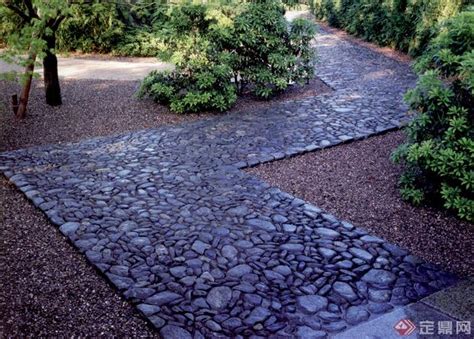 园林景观设计节点实景图-道路铺装卵石路面卵石铺装地面拼花-设计师图库