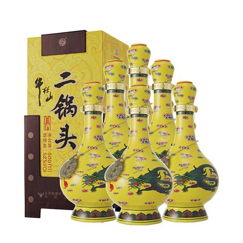 北京牛栏山二锅头清香型经典黄龙黄瓷瓶52度500ml*6瓶白酒整箱装_虎窝淘