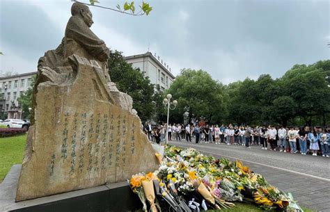 袁隆平逝世 母校西南大学师生在其雕像前献花寄哀思_新闻频道_中国青年网