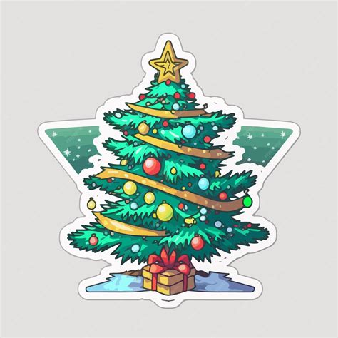 Premium Vector | Sticker template with christmas tree xmas tree with ...