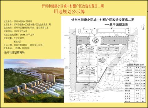 忻州市城区城中村棚户区改造安置房卢野小区二期工程概况公示牌