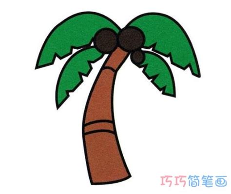 卡通椰子树怎么画带步骤图涂色简单好看 - 巧巧简笔画