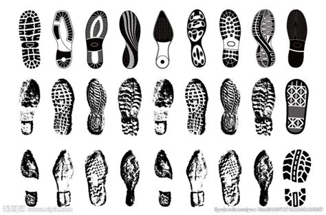 人类的足迹。鞋步剪影，鞋，靴子，运动鞋脚印的男女，纹理的步骤。脏鞋印，鞋印在沥青和地面上，踏出剪影插画图片素材_ID:403084046-Veer图库