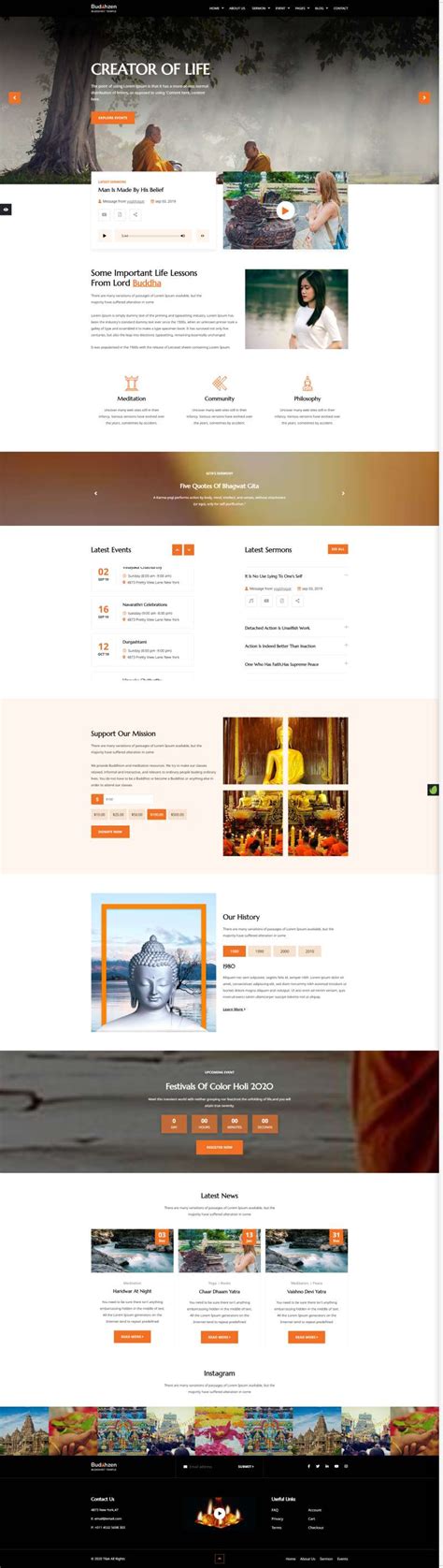 寺庙网站设计，精美佛教网页设计模板-17素材网