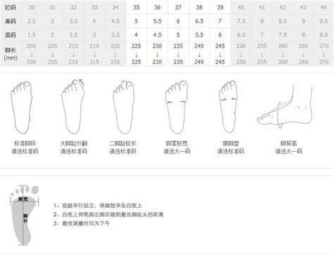 鞋子尺码图册_360百科