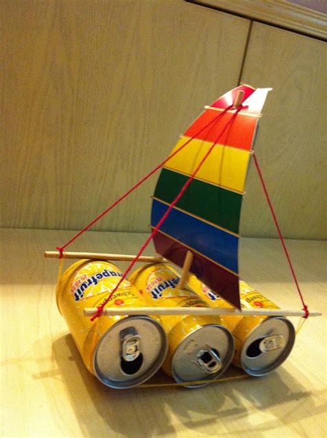 易拉罐手工小制作的制作过程—帆船的作法 - 创意手工_创意小发明_创意小制作 - 咿咿呀呀儿童手工网