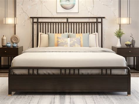 新中式床全实木床实木床新中式高端定制_新中式家具定制