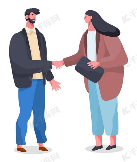 商人男人和女人交流，互相握手。背景图片免费下载_海报banner/高清大图_千库网(图片编号6321157)