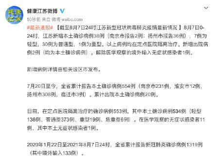 江苏新增本土确诊38例 扬州36例 新增病例详情公布-新闻频道-和讯网