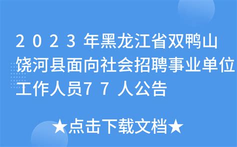 2023年黑龙江省双鸭山饶河县面向社会招聘事业单位工作人员77人公告