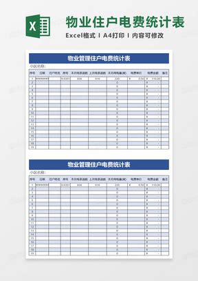 物业电费预算表格Excel模板下载_熊猫办公